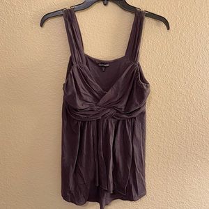 Express Gray Flowy Tank V-Neck